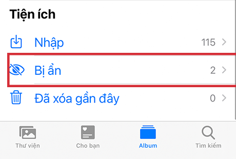 giấu ảnh trên ios