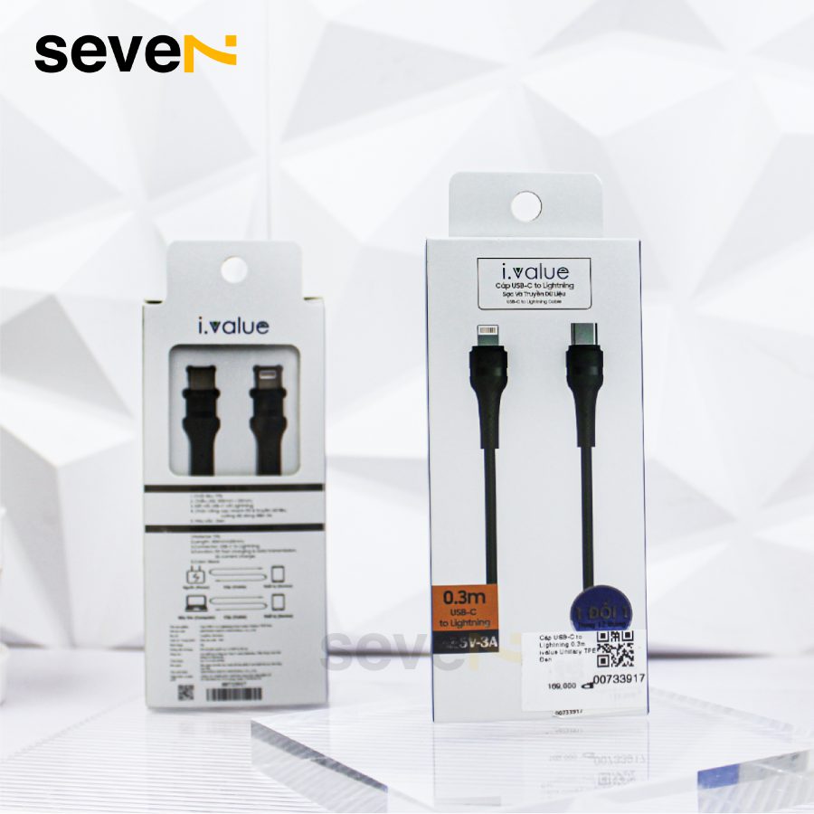 CÁP SẠC I.VALUE UNITARY TPE TYPE-C TO LIGHTNING 0.3M