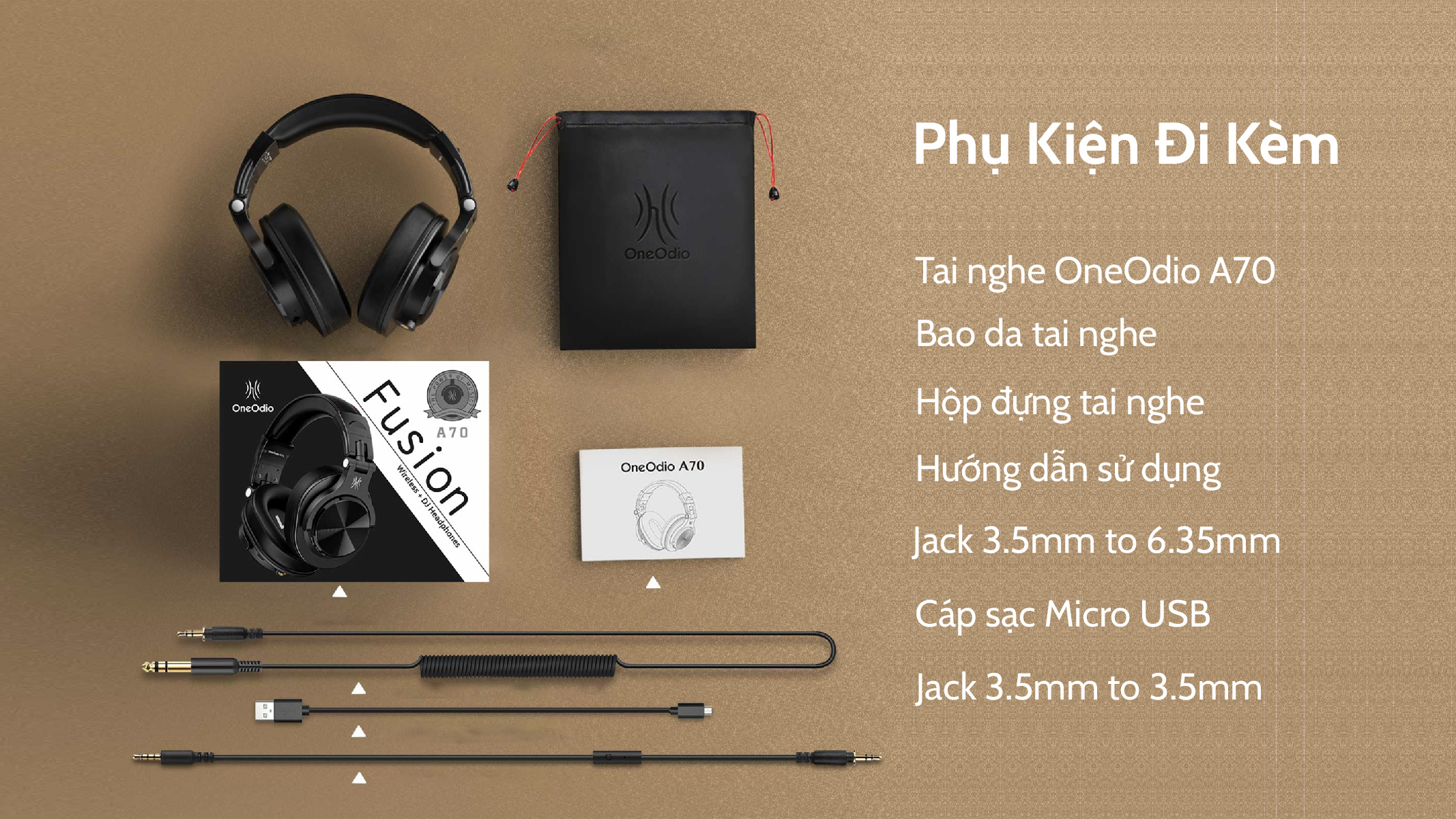 Tai Nghe OneOdio A70 Bluetooth 5.2 | Hi-Res Audio