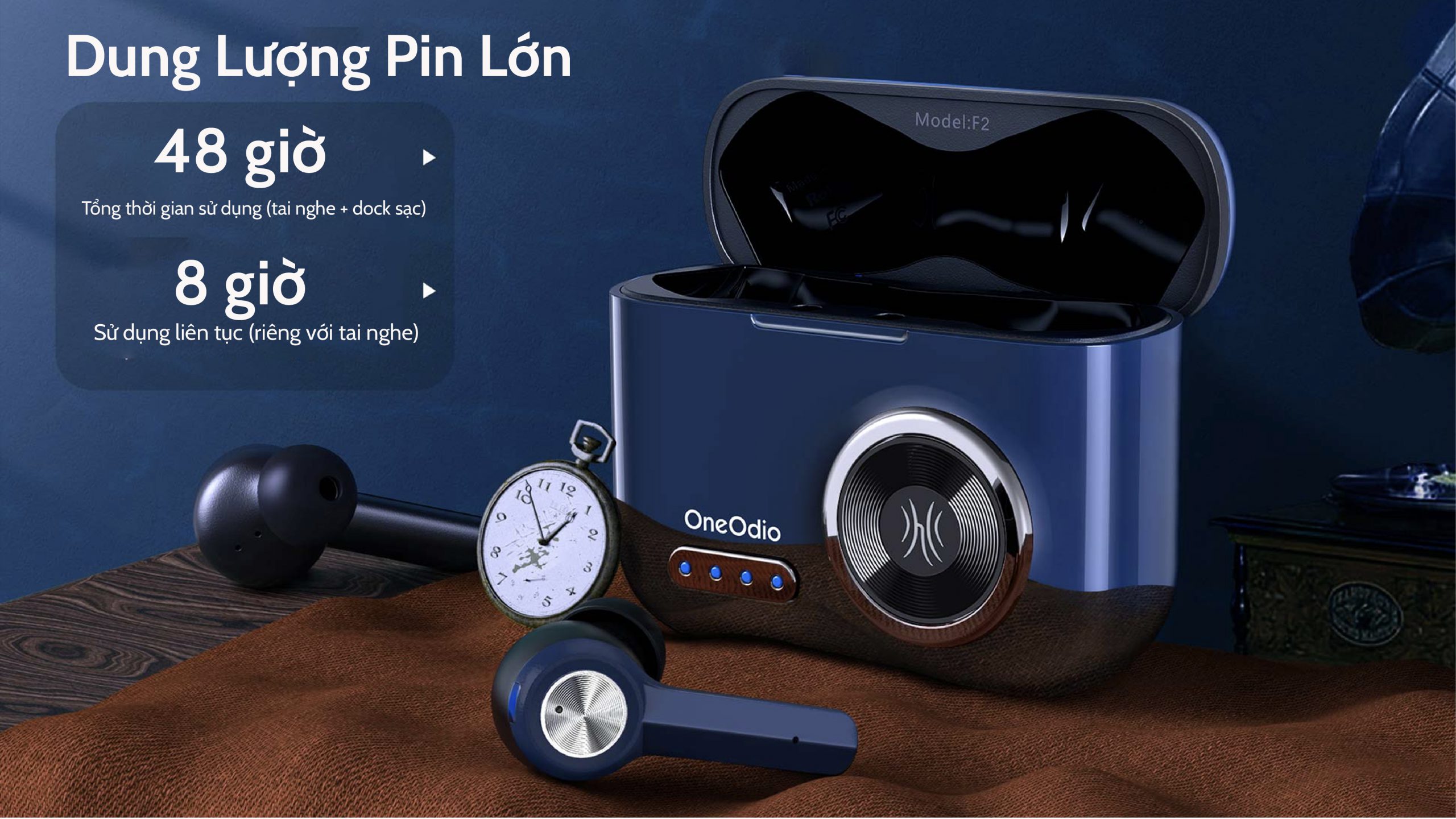 Dung lượng pin lớn mang đến 48h chơi nhạc