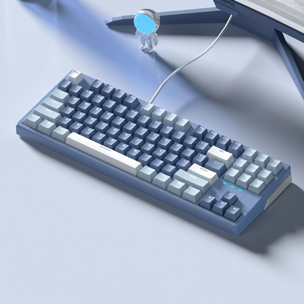 Bàn Phím Cơ Gaming MECHANICAL X87 có dây màu xanh